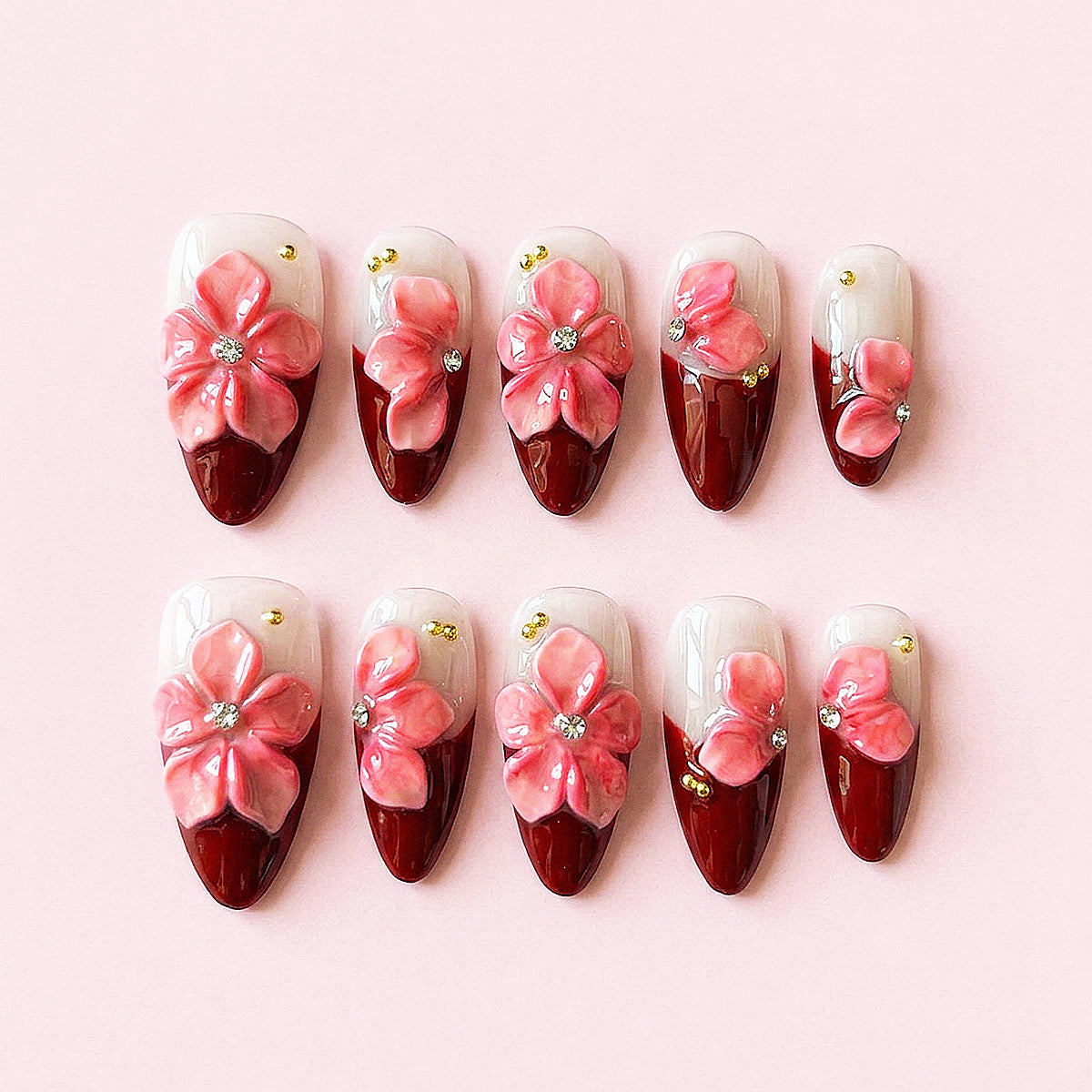CCCNAILS Handmade Floral Press On Nails