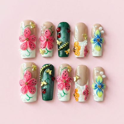CCCNAILS Handmade Floral Press On Nails