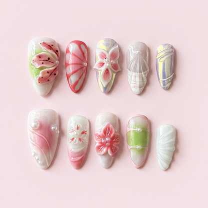 CCCNAILS Handmade Floral Press On Nails