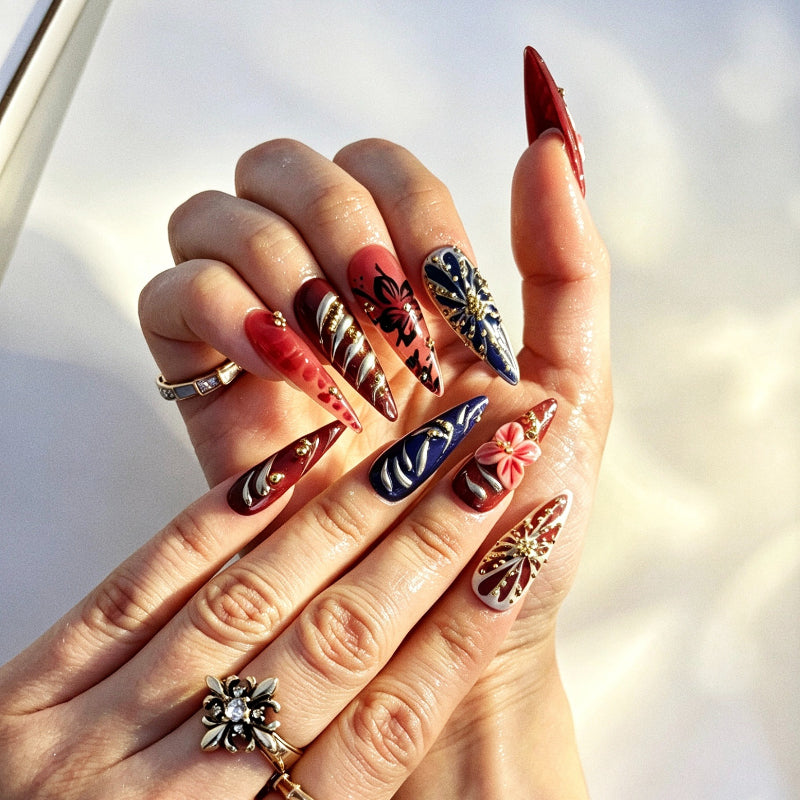 CCCNAILS Handmade Floral Press On Nails