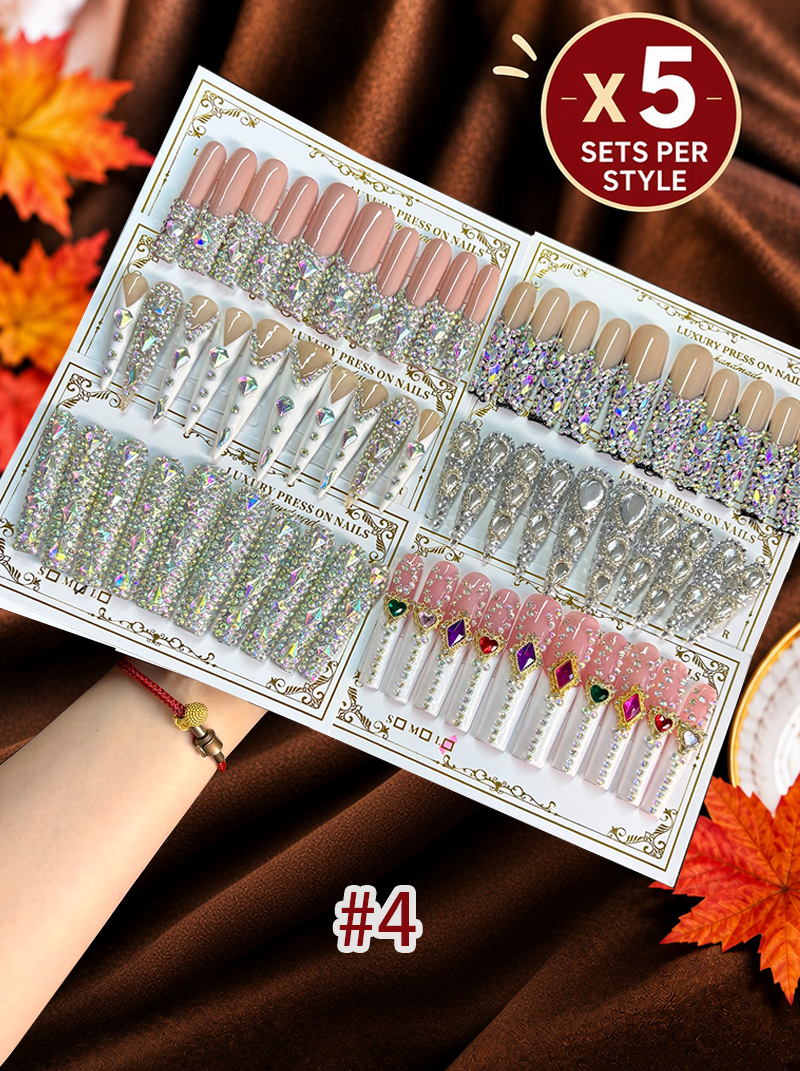 2026 Luxury Diamond Press-On Nails – Long & Duck Bundle - CccNails