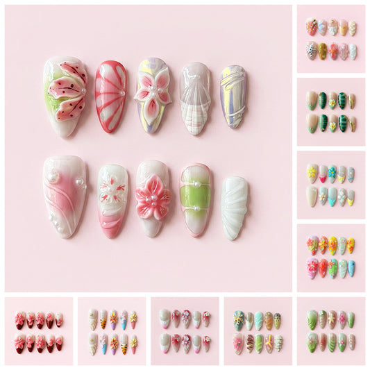 CCCNAILS Handmade Floral Press On Nails