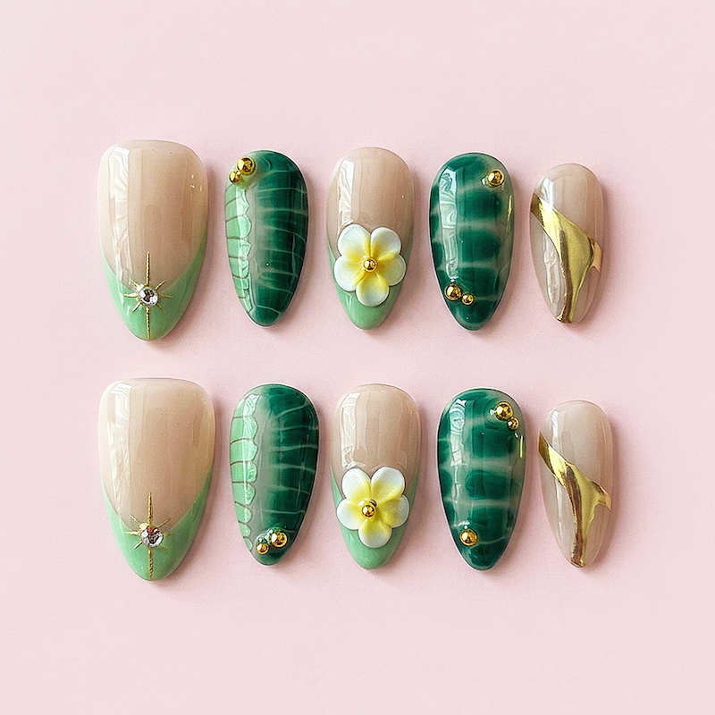 CCCNAILS Handmade Floral Press On Nails