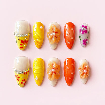 CCCNAILS Handmade Floral Press On Nails