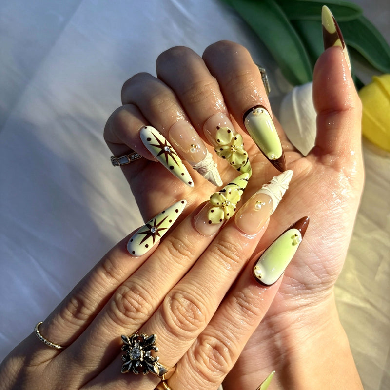 CCCNAILS Handmade Floral Press On Nails