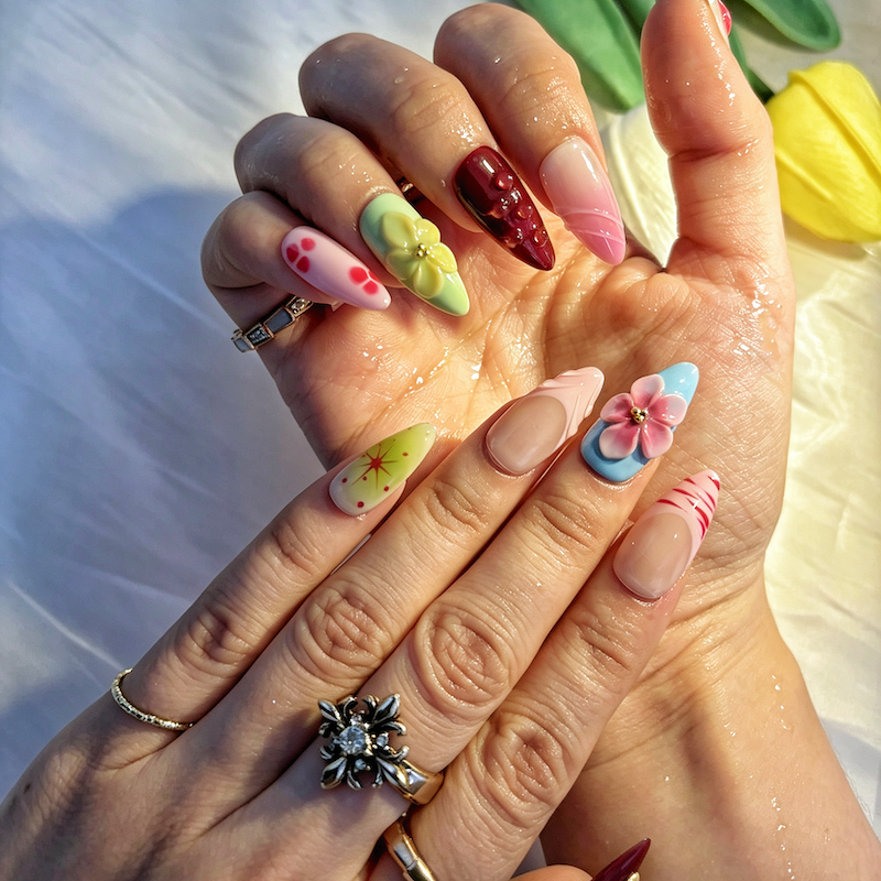 CCCNAILS Handmade Floral Press On Nails