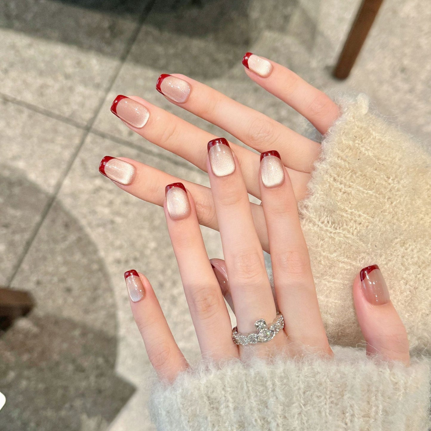 Burgundy French - CccNails