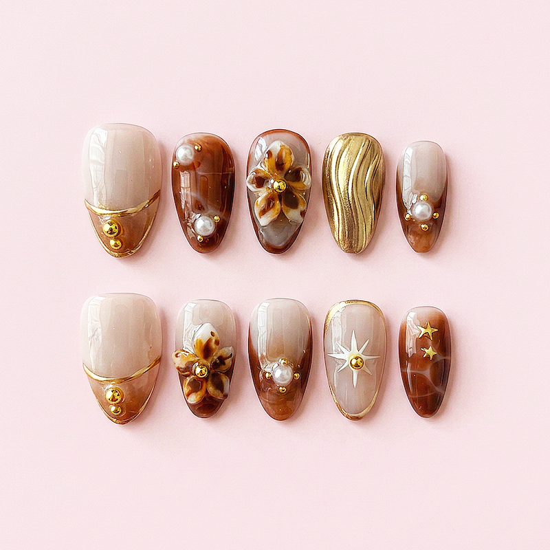 CCCNAILS Handmade Floral Press On Nails