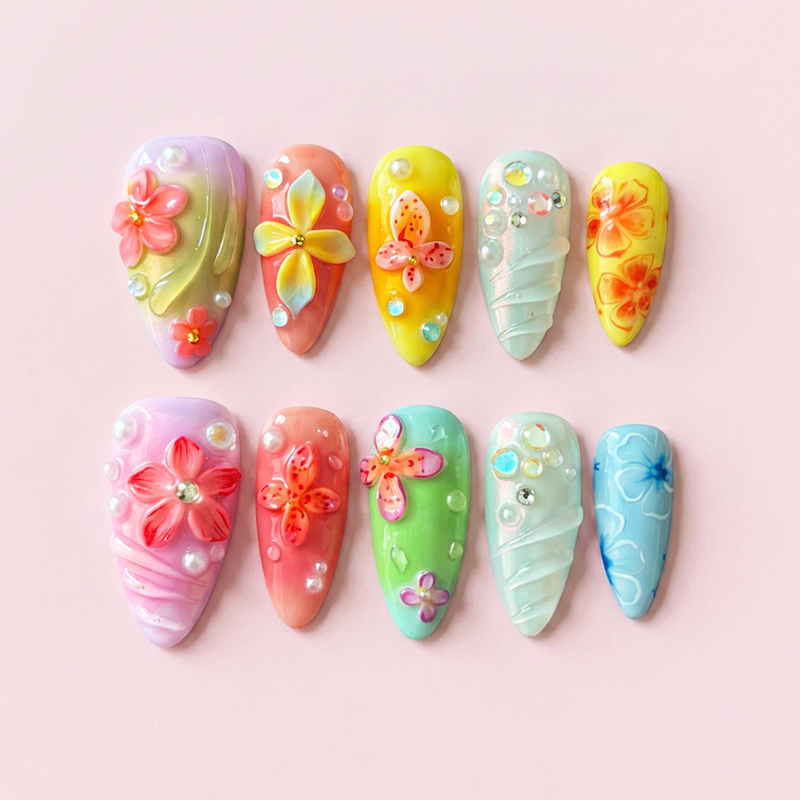 CCCNAILS Handmade Floral Press On Nails - CccNails