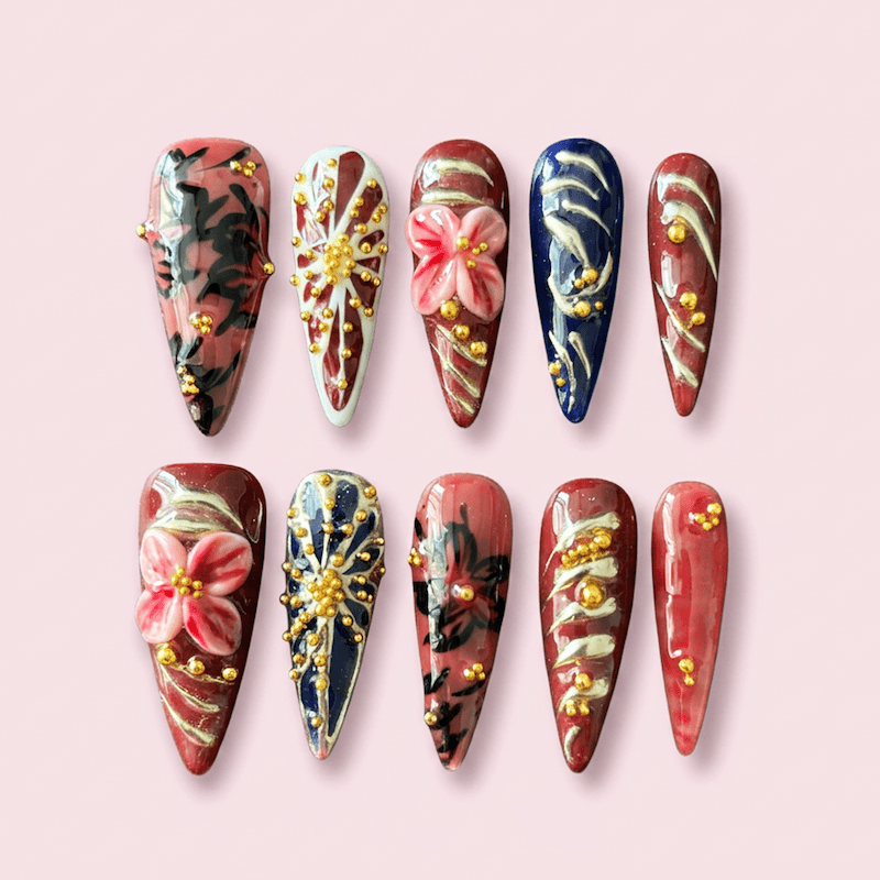 CCCNAILS Handmade Floral Press On Nails - CccNails