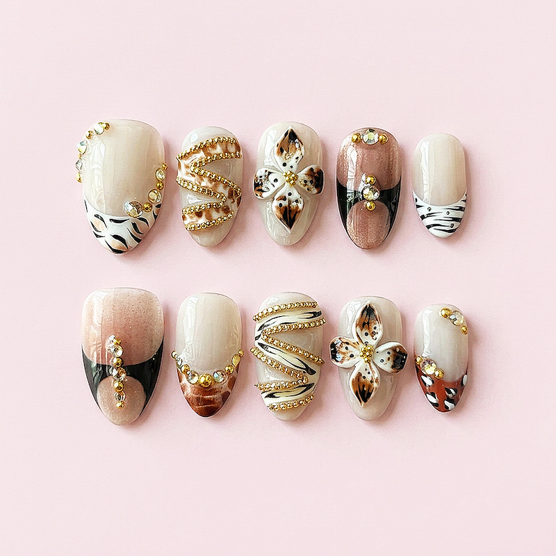 CCCNAILS Handmade Floral Press On Nails