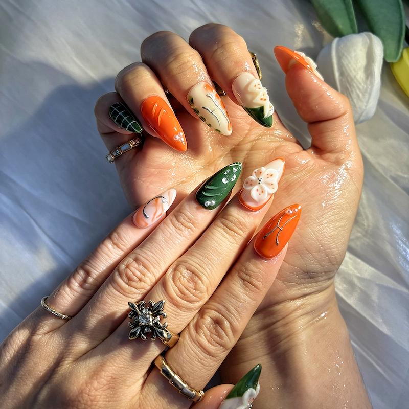 CCCNAILS Handmade Floral Press On Nails