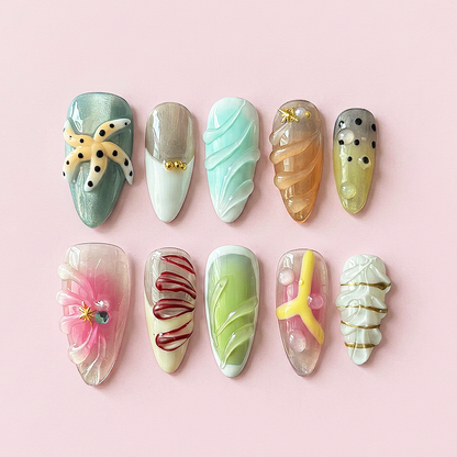 CCCNAILS Handmade Floral Press On Nails