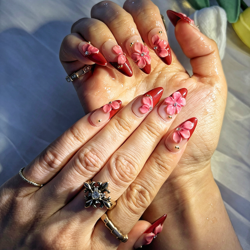 CCCNAILS Handmade Floral Press On Nails