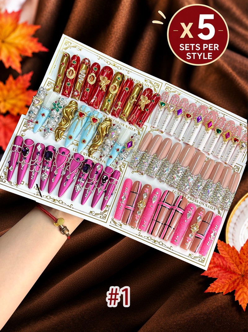 2026 Luxury Diamond Press-On Nails – Long & Duck Bundle